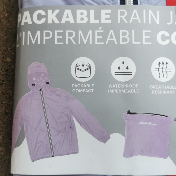 Eddie Bauer medium Packable Rain Jacket Women's nwt lilac windbreaker purple new - Picture 2 of 6